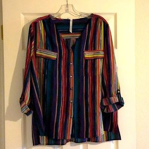 NY Collection Womens Multi colored button down shirt